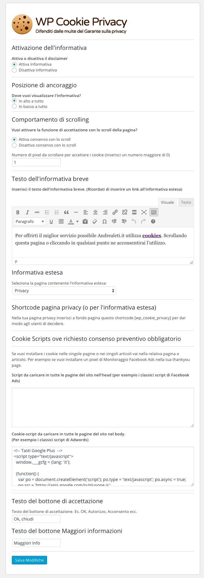 wp cookie privacy